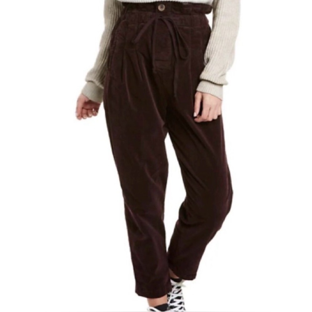 Free People Margate Corduroy Slouchy Balloon Pleated Pants In Panther Rose